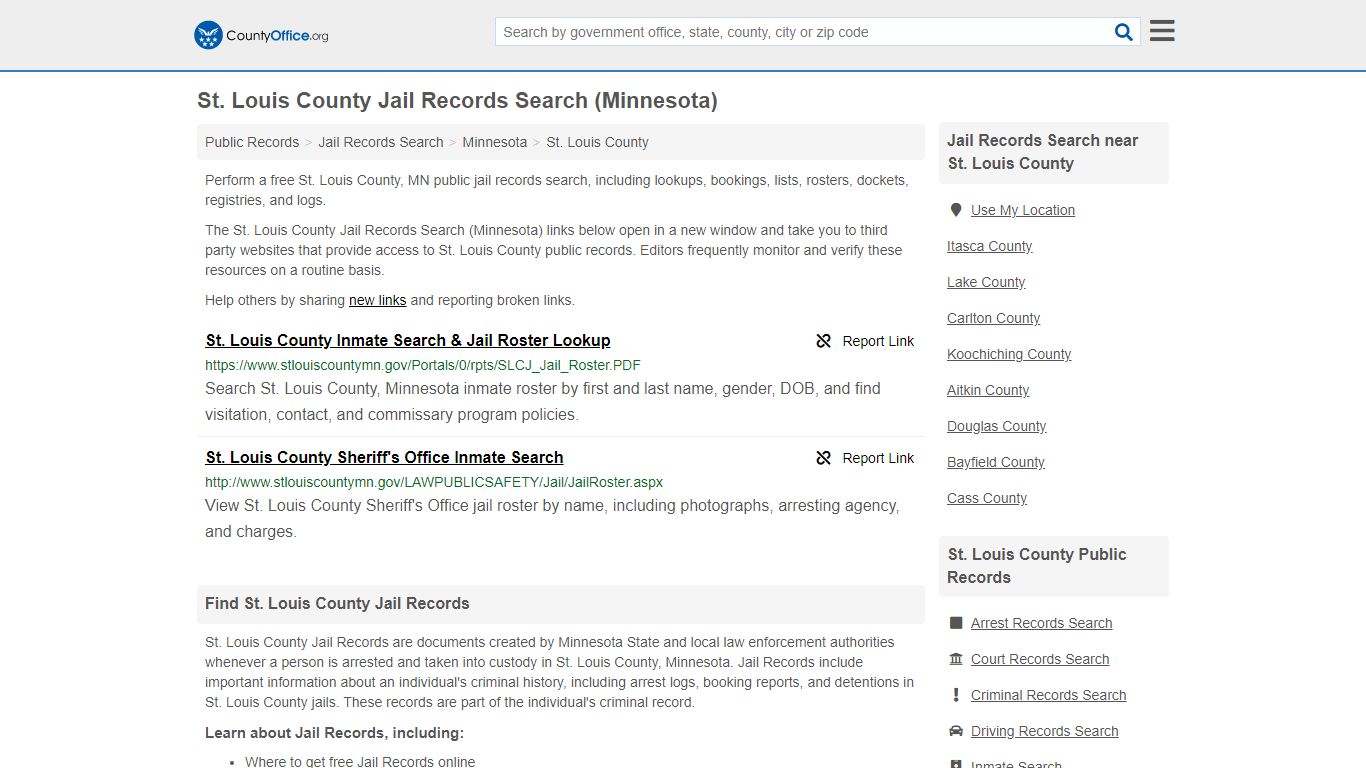 Jail Records Search - St. Louis County, MN (Jail Rosters ...