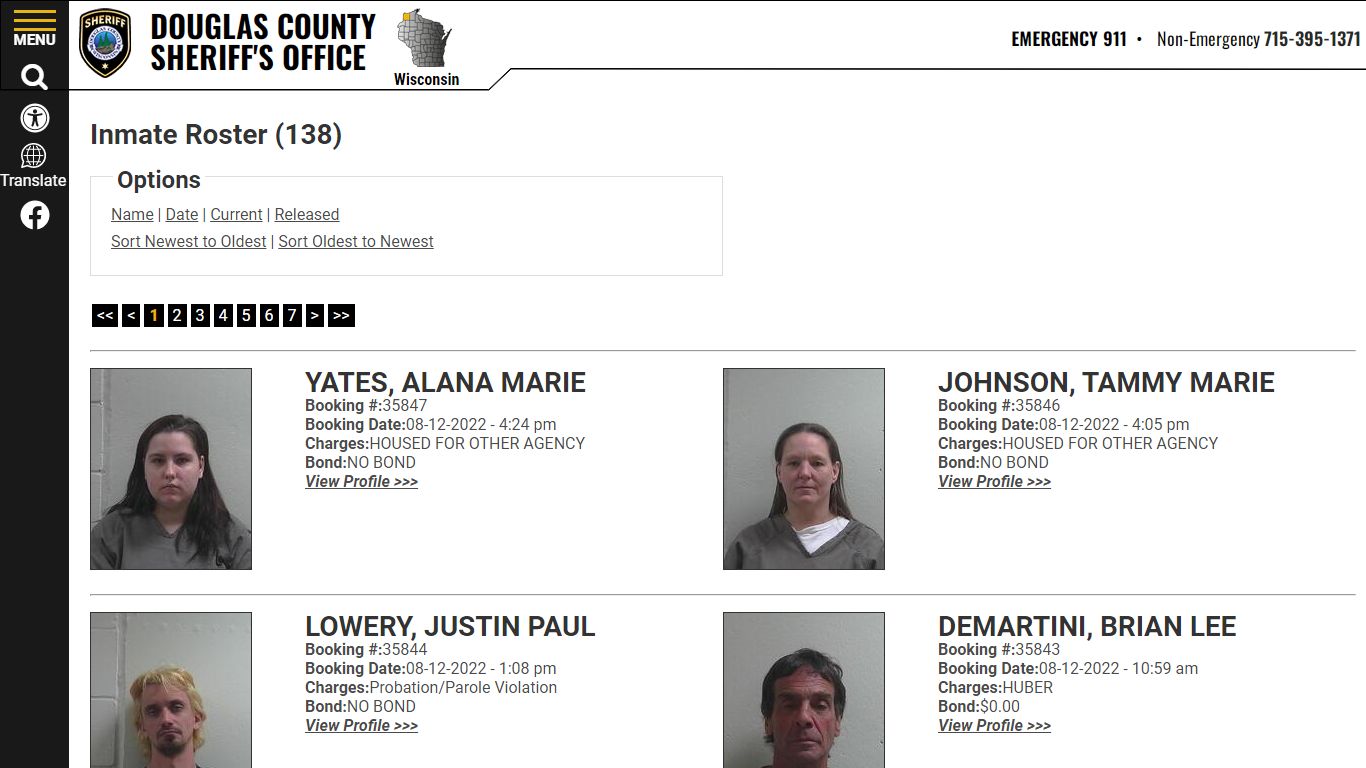 Inmate Roster - Douglas County Sheriff WI